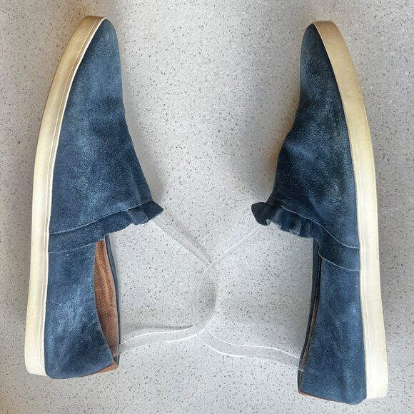 Kenneth Cole Gentle Souls Womens Size 9 Blue Suede Flats With Ruffled Trim - Picture 10 of 12